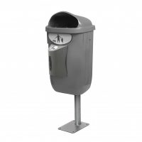 BEAGLE BIN WITH BAGS DISPENSER in grey with anchored post